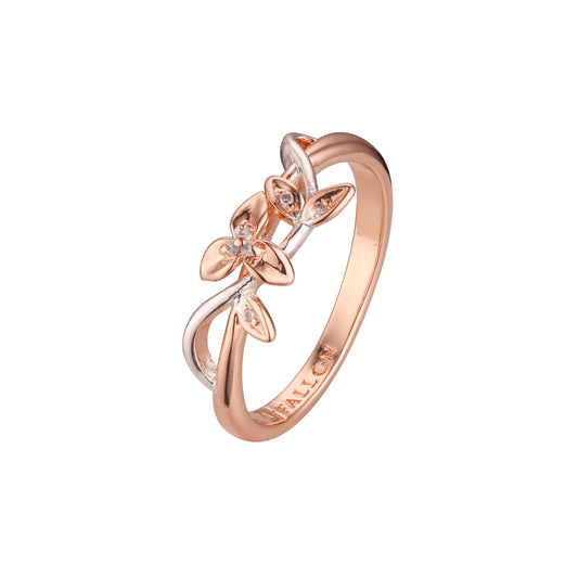Rose Gold two tone flower and leaves rings