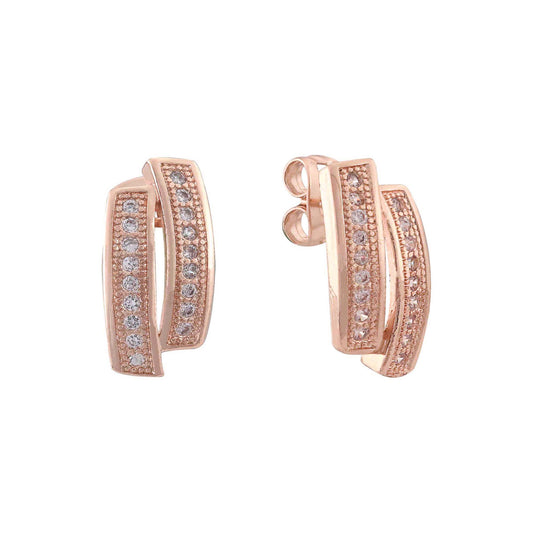 Cluster Stud Earrings plated in Rose Gold,14K Gold