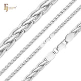 Spiga wheat tire hammered chains plated in 14K Gold, two tone, White Gold