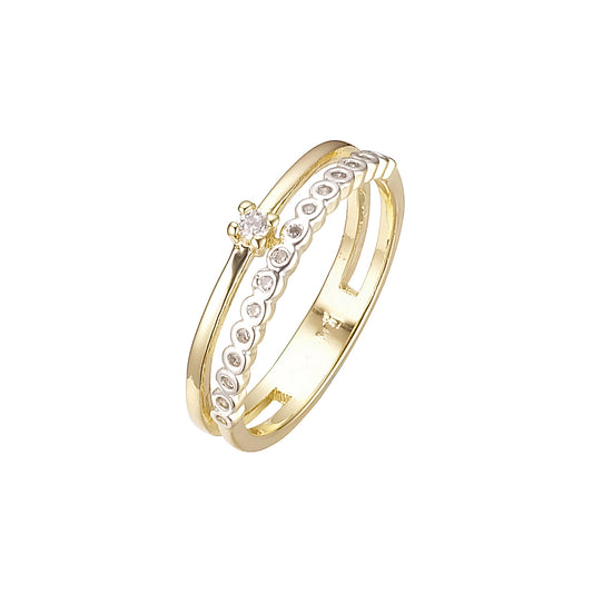 Solitaire Wedding band rings in 14K Gold, Rose Gold, two tone plating colors
