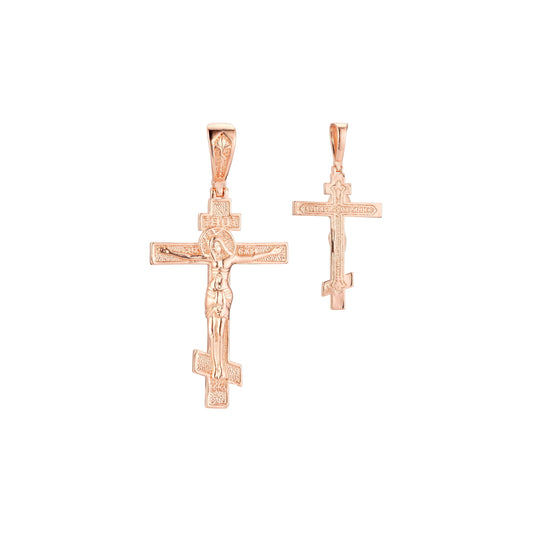 Russian orthodox cross pendant in Rose Gold, 14K Gold plating colors