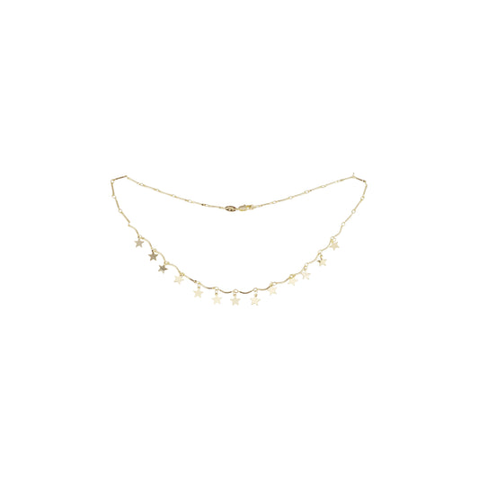 Bar and stars link necklace plated in 14K Gold