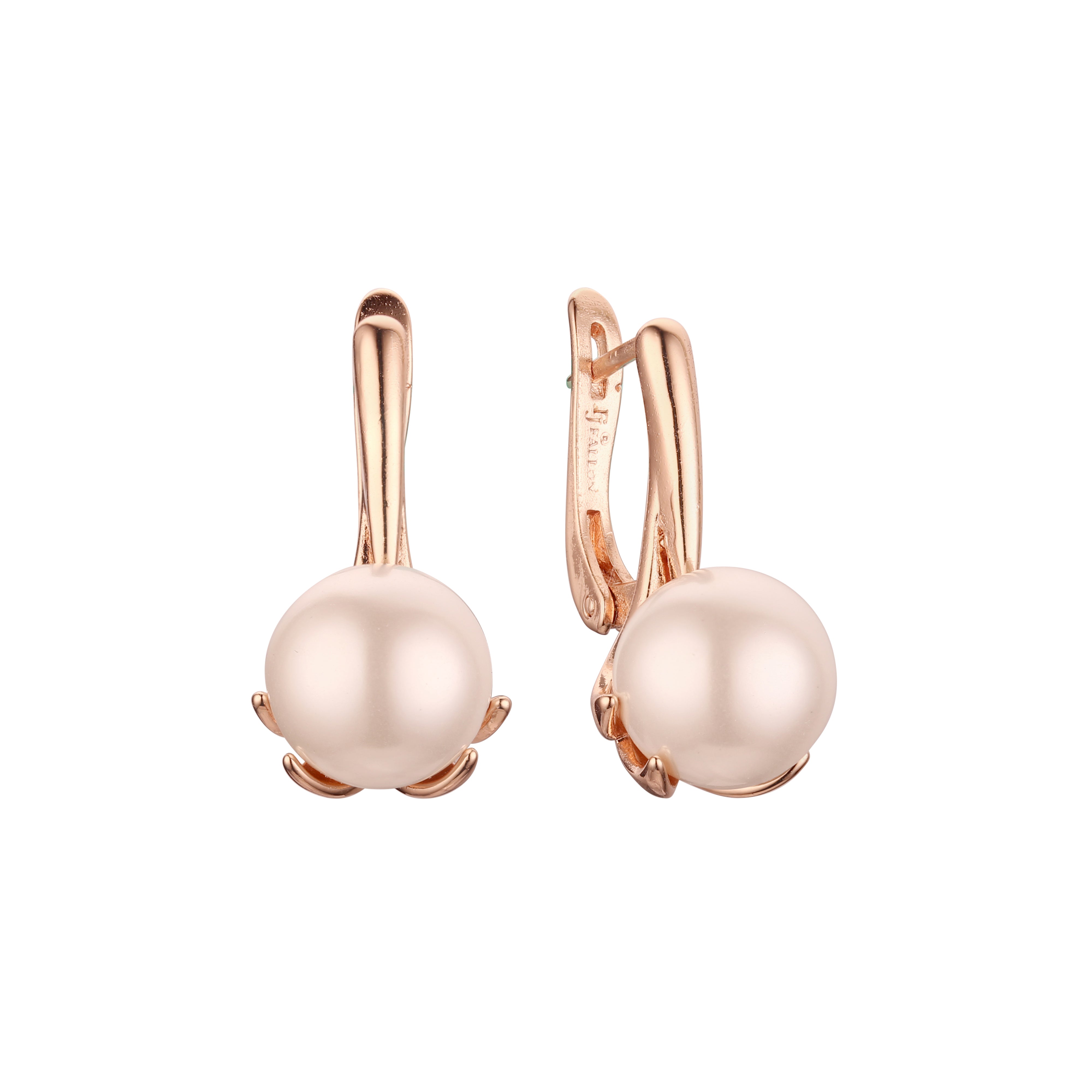 .Pearl earrings in 14K Gold, White Gold, Rose Gold plating colors