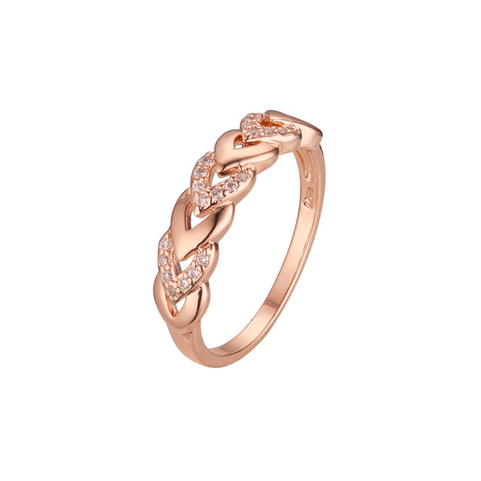 Chevron rings in Rose Gold, two tone plating colors