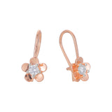 Wire Hook solitaire flower child earrings plated in 14K Gold, Rose Gold