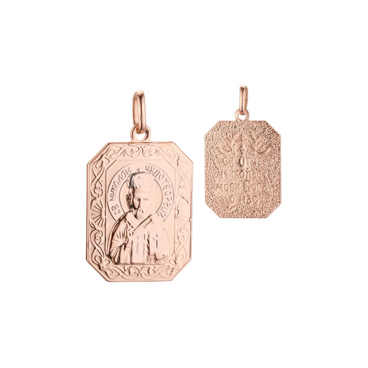 Saint Nicholas pendant in Rose Gold two tone plating colors