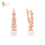 Fruitful pearl drop braches 14K Gold, Rose Gold, White Gold Clip-On earrings