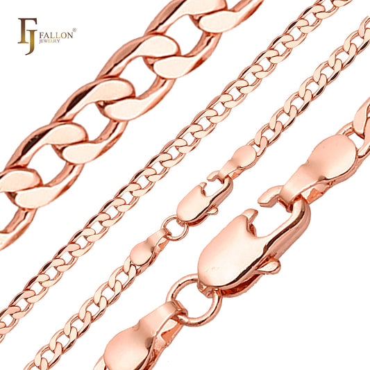 Классические цепочки Curb с покрытием из розового золота, двухцветные.