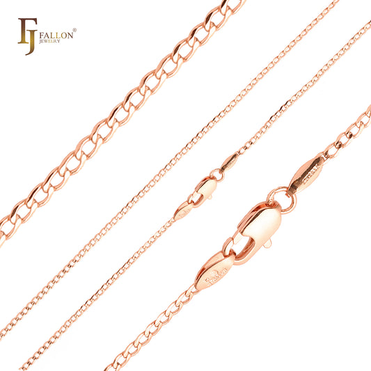 Классические цепочки Curb с покрытием из розового золота, двухцветные.