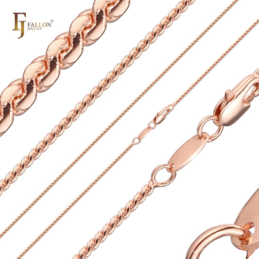 Elegantes cadenas de eslabones Serpentine bañadas en oro rosa