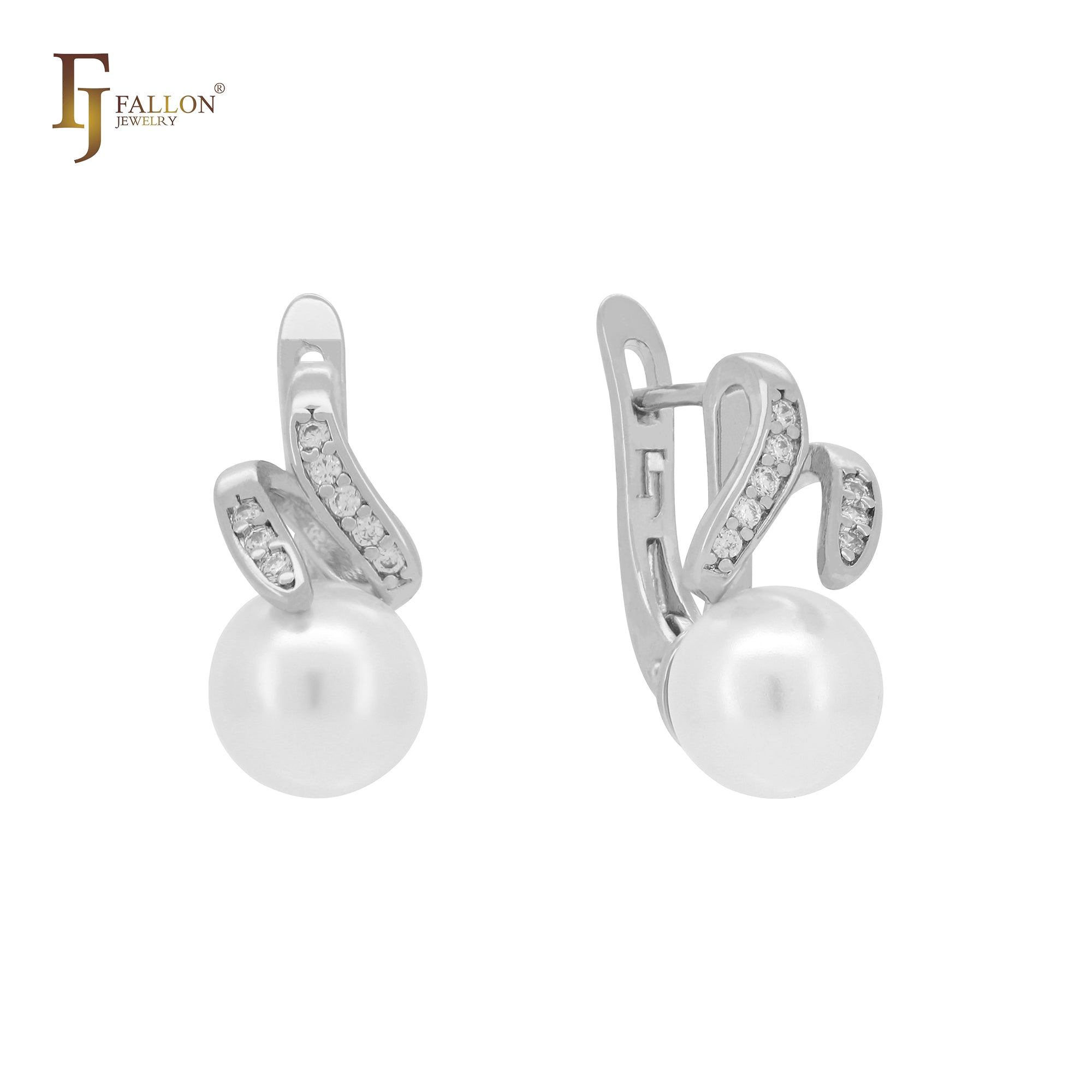 Pearl covered white CZs Rose Gold, 14K Gold Clip-On Earrings