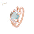 Solitaire Lake Blue CZ Rose Gold two tone Engagement Rings