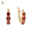 Compact Triple rounded  Scarlet Red CZs Rose Gold 14K Gold, Rose Gold Clip-On Earrings