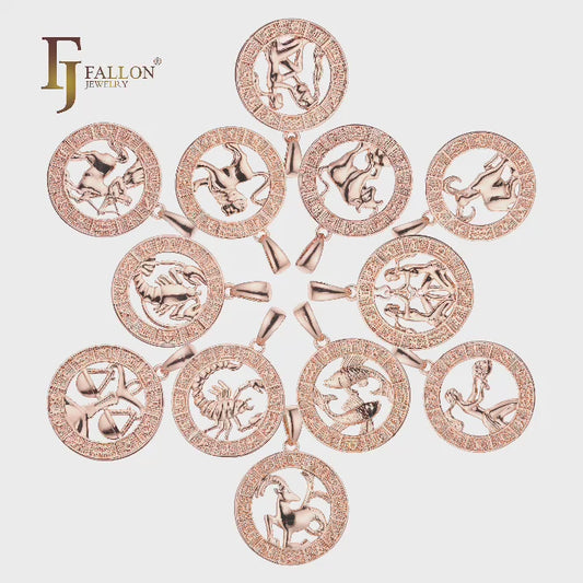 .Двухцветный кулон Constellation Fallon Zodiac созвездие розового золота - Роскошный зодиакальный круг