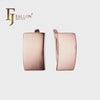 Brincos de ouro rosa .585, ouro 14 quilates simples, quadrados e de alta qualidade FJ Fallon