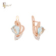 Solitare lake blue cz blooming elegant Rose Gold two tone Clip-On Earrings