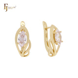 Solitaire Marquise White CZs minimalism 14K Gold Clip-On Earrings