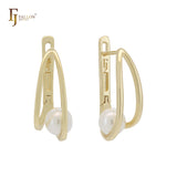 Single Pearl lifted up 14K Gold, Rose Gold Clip-On Earrings