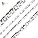 Classic Curb link chains plated in White Gold