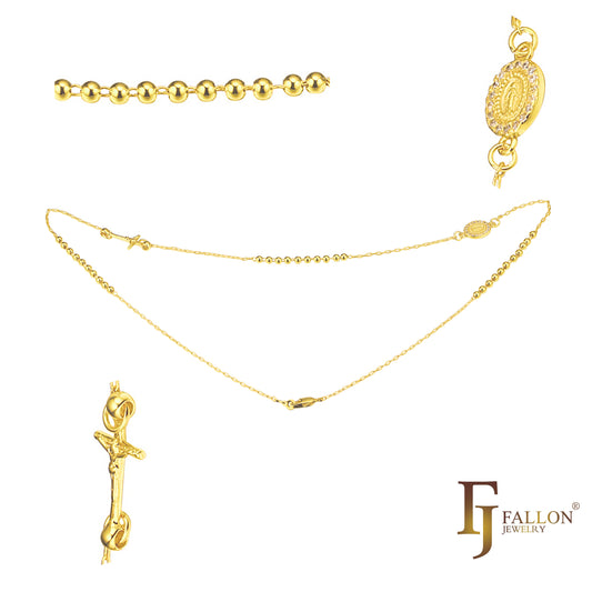 Итальянское католическое ожерелье Девы Гваделупской с розарием, покрытое белым золотом, золотом 14 карат, золотом 18 карат