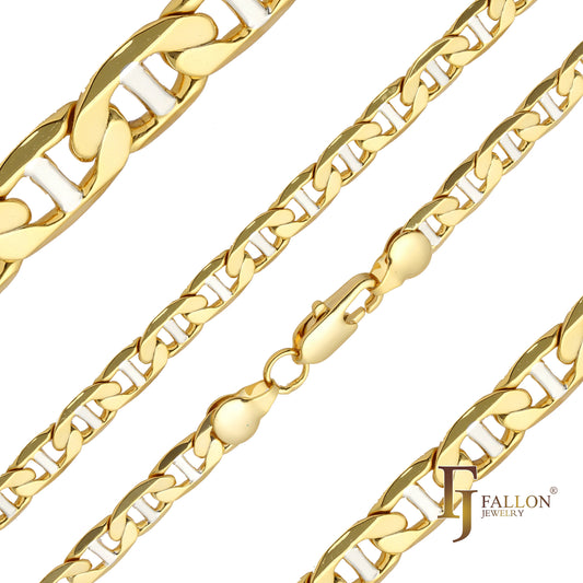 Классические цепи Mariner со звеньями из 14-каратного золота, двухцветные.