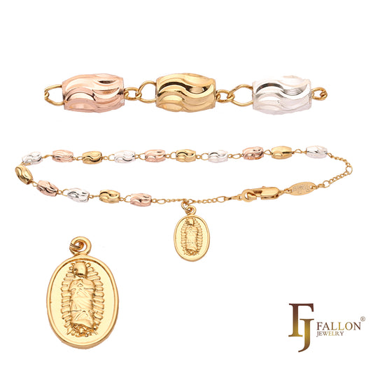 Italienische Jungfrau von Guadalupe, katholische Rosenkranz-Halskette, Armb?nder mit 18-kar?tigem Gold ¨¹berzogen