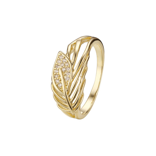 Модные листья кольца из 18-каратного золота, Жёлтое золото 585 пробы, цвета покрытия из Красное золото 585 пробы