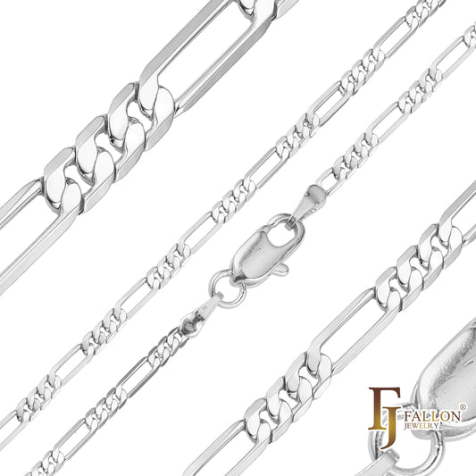 Классические цепочки Figaro из белого золота с звеньями