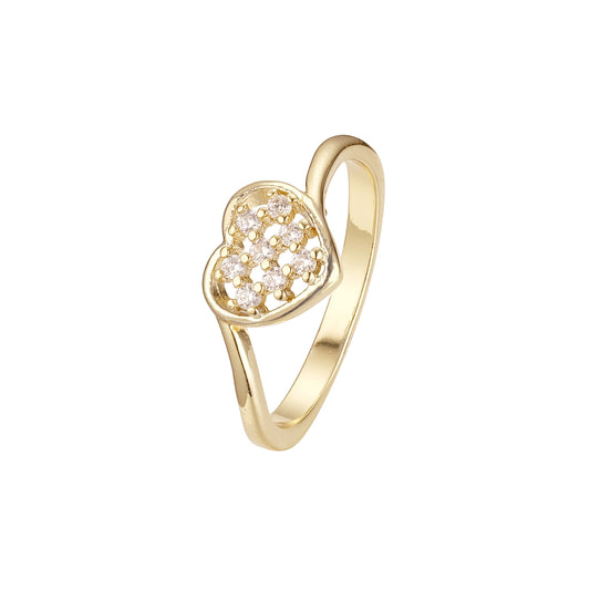 Anéis de coração de design simples em ouro 14K