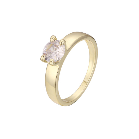 14K 金单石宽素色设计戒指