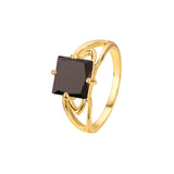 .Пасьянс большие красочные камни изумрудной огранки Жёлтое золото 585 пробы, кольца из 18-каратного золота