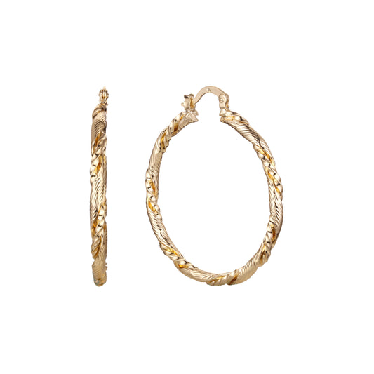 Текстурированные серьги-кольца из золота 14 карат