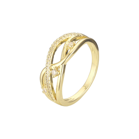 Обручальное кольцо с мощеными камнями из 18-каратного золота, 14-каратного золота и цветов покрытия из розового золота