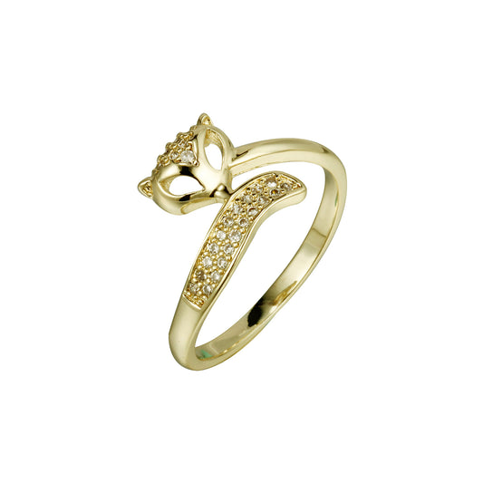 Anéis de cabeça de leopardo de ouro 14K