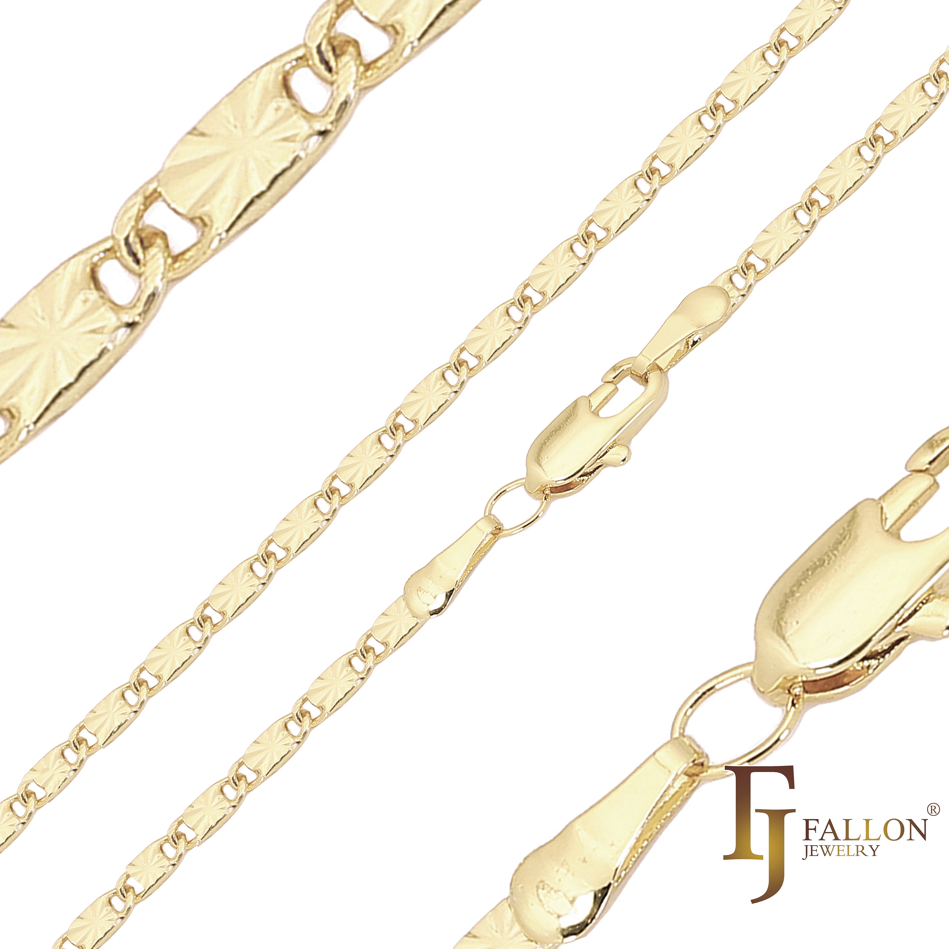 .Классические цельнолитые кованые цепи в форме улитки с солнечными лучами, покрытые белым золотом, 14-каратным золотом, розовым золотом, двухцветные
