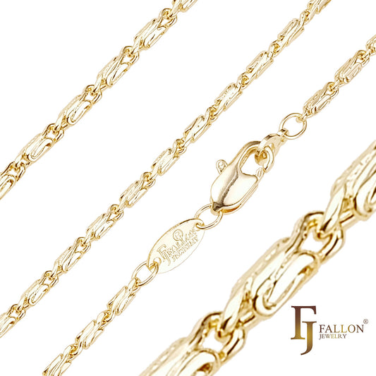 .Klassische Schneckenketten mit kubischen Gliedern, plattiert mit 14 Karat Gold, Roségold, Weißgold [quadratische Flanke]