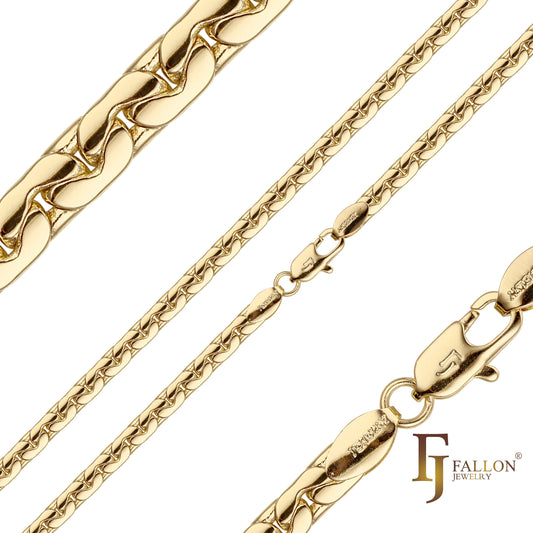 Необычные цепочки CR с звеньями C, покрытием из 14-каратного золота и двухцветного розового золота.