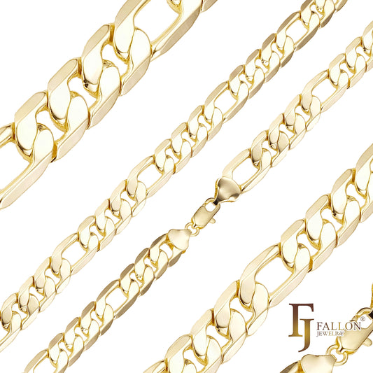 Klassische Figaro-Gliederketten aus 14-karätigem Gold [Breite >9 mm]