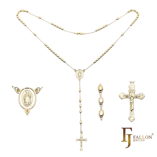 Итальянское католическое ожерелье с четками Девы Гваделупской, покрытое 14-каратным золотом