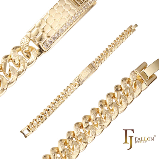 Мужские браслеты с кубинским звеном, покрытые 14-каратным золотом и розовым золотом