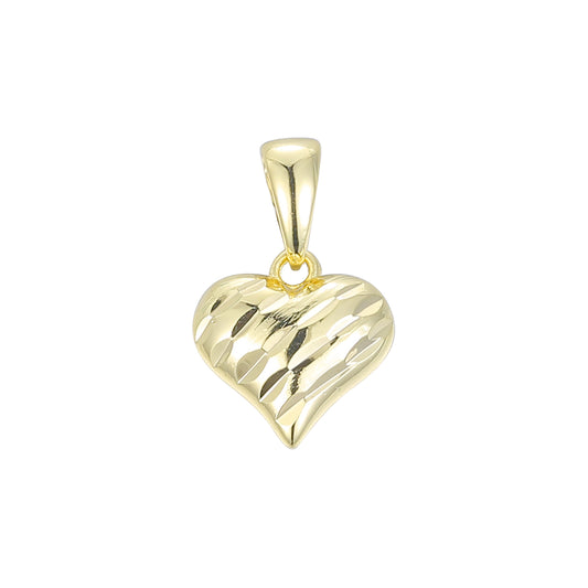 Pingente de ouro 14K com coração texturizado sólido