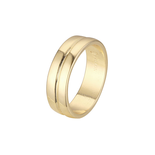 14K 金双环结婚戒指，镀玫瑰金颜色