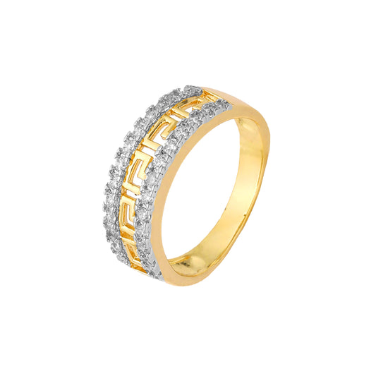 Anéis de chave grega em ouro 18K, ouro branco, ouro 14K, ouro rosa, duas cores de revestimento
