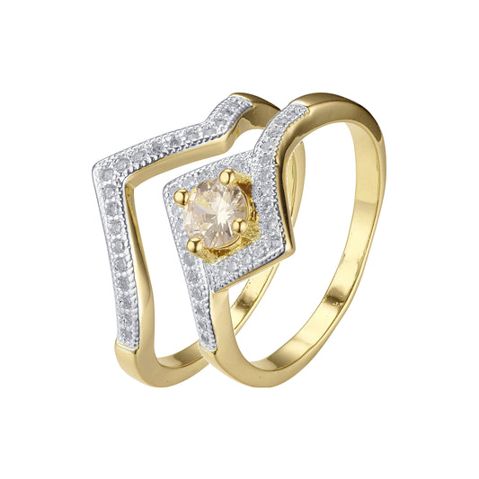 Anéis em ouro rosa, ouro 14K, duas cores de revestimento