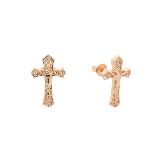 серьги-гвоздики в виде крестов из Жёлтое золото 585 пробы