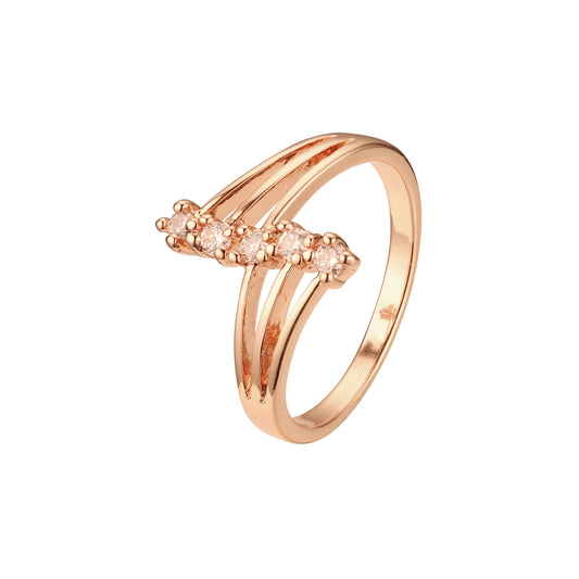 Элегантные модные кольца из Красное золото 585 пробы с пятью камнями