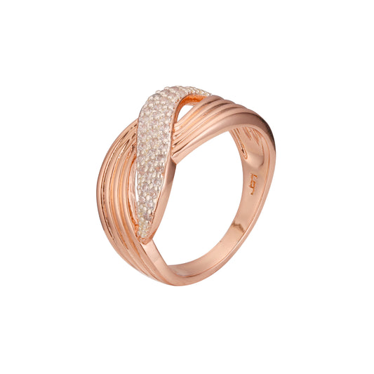 Anéis largos em cluster em ouro rosa, ouro 14K em duas cores de revestimento