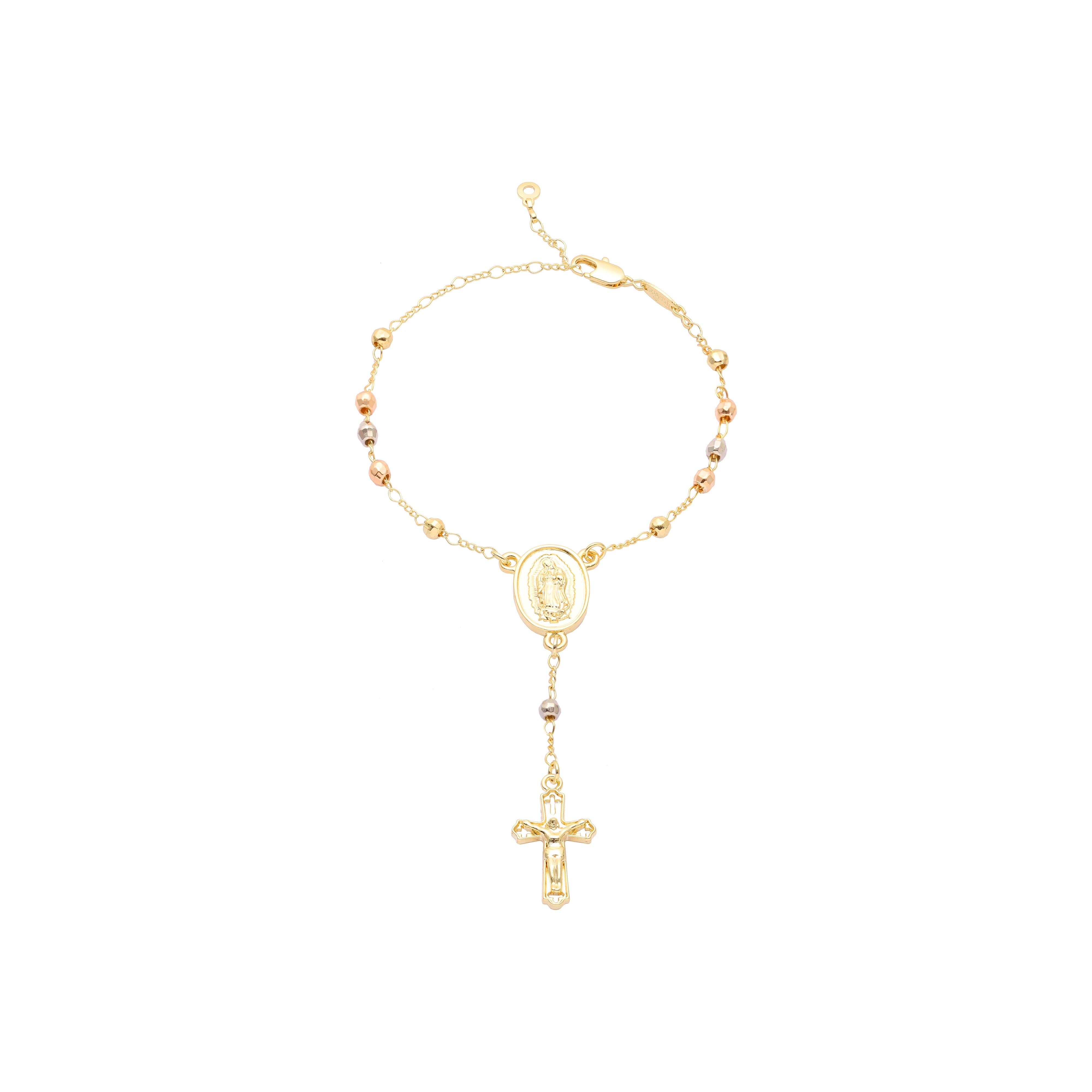 .意大利瓜达卢佩圣母天主教念珠念珠项链镀 18K 金、白金、14K 金、双色和三音