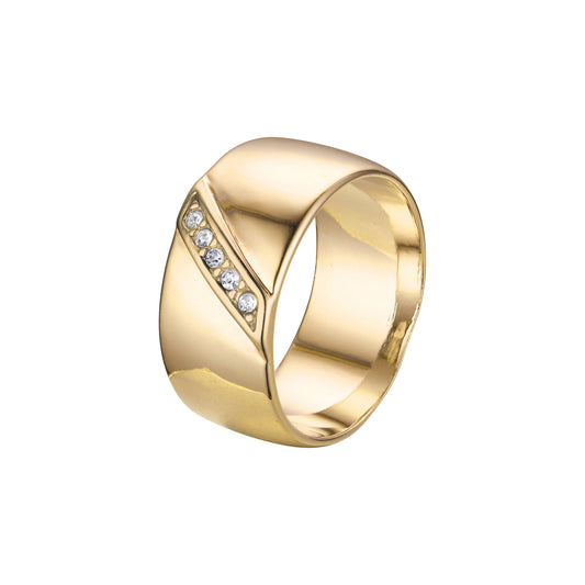 Anéis masculinos largos em ouro branco, ouro 14K, ouro rosa, duas cores de revestimento