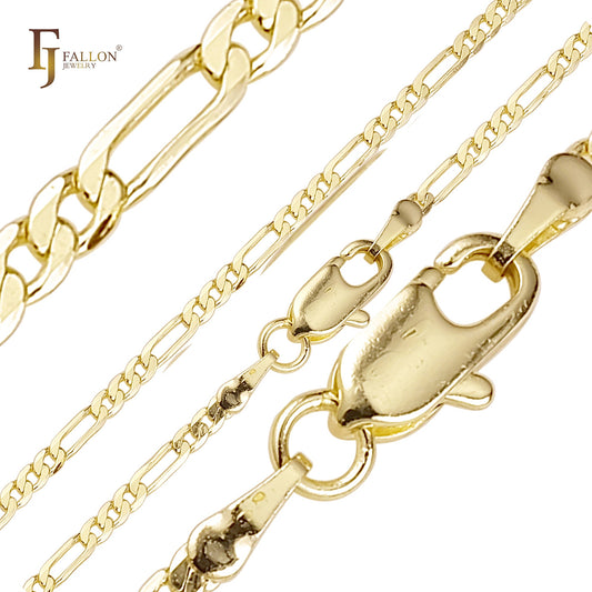 .Cadenas clásicas de oro de 14 quilates con eslabones Figaro [delgadas de 2 mm a 4 mm]